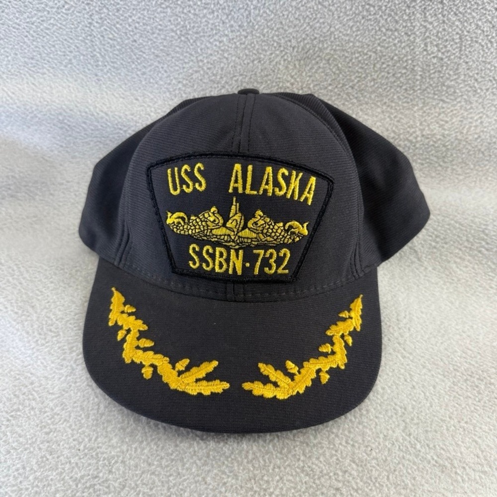 Vintage USS Alaska Hat Adult OSFA Blue SSBN-732 Northstar Submarine USA Made 90s